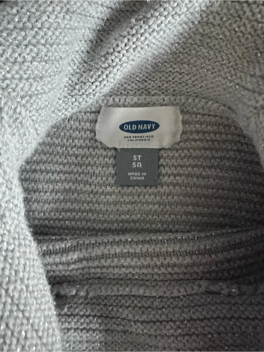 Old Navy Light Gray Turtleneck Button-Shoulder Sweater